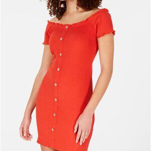 Juniors' Off-The-Shoulder Ribbed Dress 🧡 XS